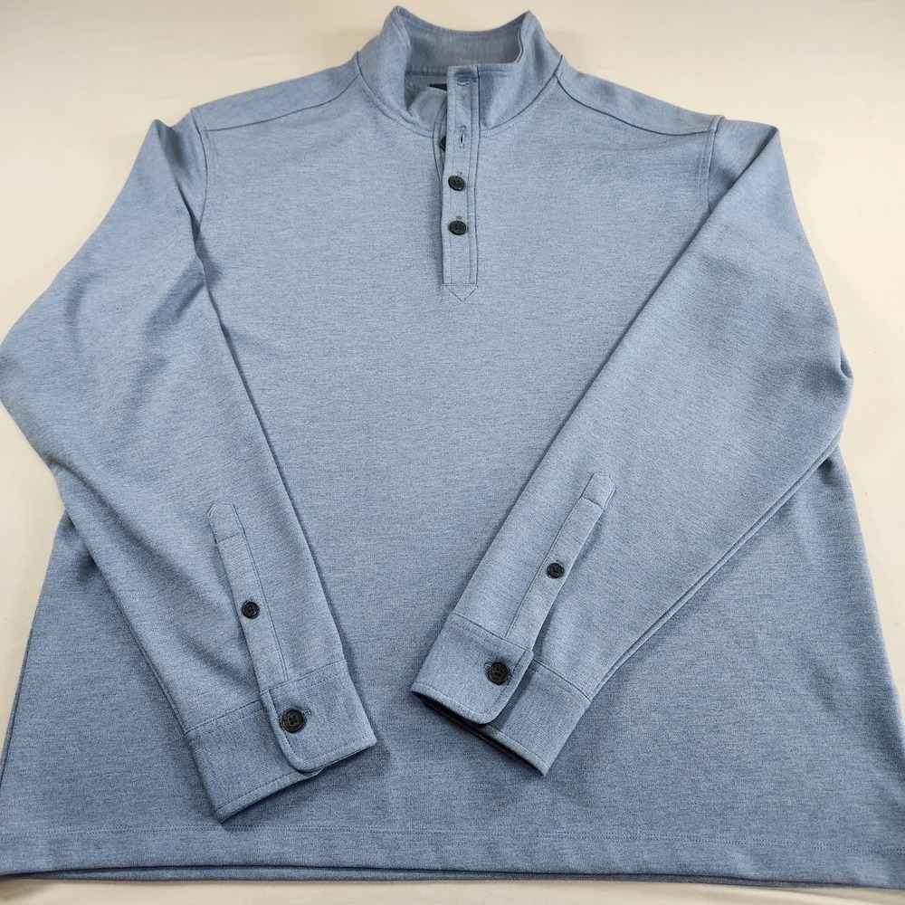 Brooks Brothers Shirt Mens XL Blue Henley Stretch Long Sleeve Preppy